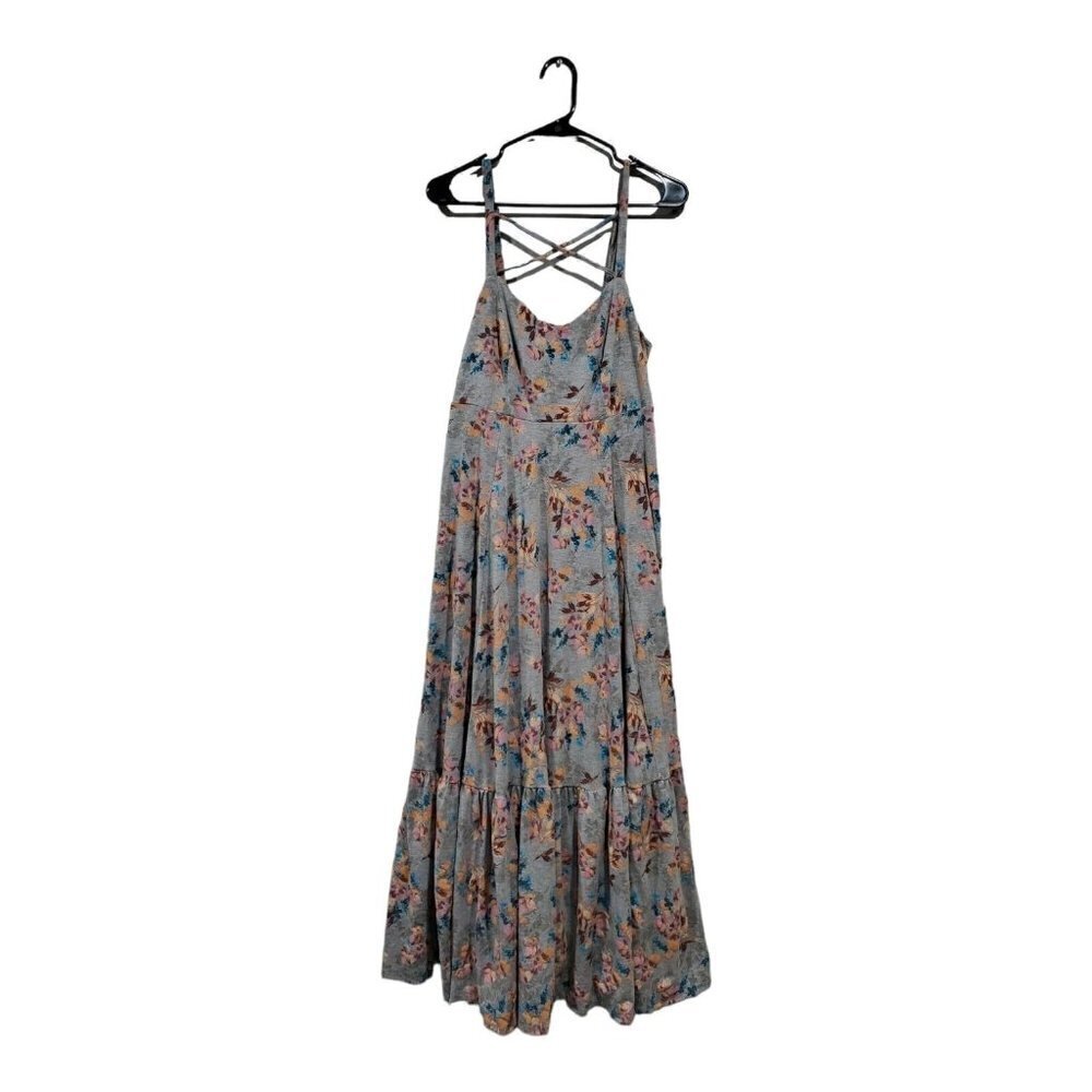Torrid Women's Floral Jersey Strappy Ruffled Maxi Dress Boho Peasant Siz…